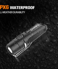 Rechargeable Keychain Flashlight 650 Lumens EDC Pocket Light Tiny Yet Mighty Must Have Camping And Outdoors Fast USB C Charging In 45 Minutes Up To 40 Hours Battery Life Emergency Bright Black with IP66 waterproof design in rain.