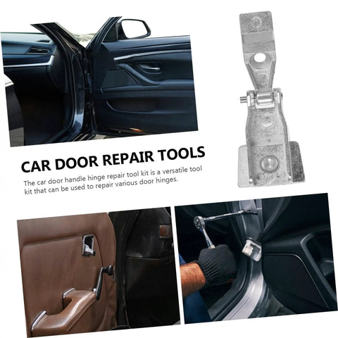 Car Door Handle Hinge Repair Kit Easy DIY Quick Fix For Door Handle Hinge Parts Replacement Simple Install And Comfort Grip For Safer Smoother Car Access shown with car interior and tools