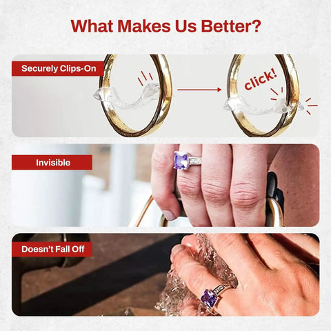 Invisible Ring Size Adjuster For Loose Rings With Six Sizes Keeps Your Engagement And Wedding Rings Snug And In Place No More Slips clear ring band sizer guard multipack ten count on rings and hands