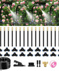 All In One 60 Foot Drip Irrigation System With Solid Brass Connectors And Bendable 360 Degree Tubing Includes 16 Adjustable Nozzles