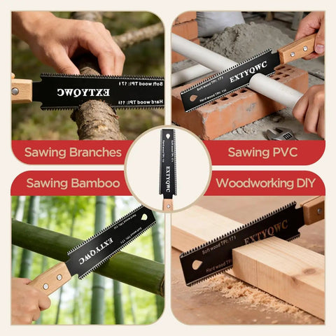 6-Inch Double Edge Pull Saw With Flexible SK5 Blade For Flush Cuts Japanese Style Pro Grade Woodworking Tool 17 TPI For Hard Wood And 11 TPI For Soft Wood Durable Double Edged Handsaw For Tight Rips And Smooth Cross Cuts; sawing branches, PVC, bamboo, and wood