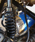 Snag This High Performance 72 Volt Electric Car Motor Rated At 11 Peak HP And 25 MPH Smooth Cruising Built Tough In USA With Heavy Duty Copper Windings For Superior Thermal Management And Quick Swap Installation That Keeps You Behind The Wheel Without, showing blue motor and spring.