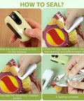 How to use 2 Pack Rechargeable 2 In 1 Mini Bag Sealer And Cutter Grab And Go Portable Resealer Machine for chips and snacks sealing