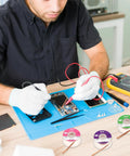 Technician using Six Pack No Clean Desoldering Wick Set With Flux For Easy Solder Removal And Electronics Repair And Disassembly Copper