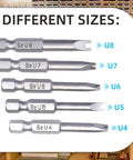 Straight Up Killer S2 Steel Spanner Screwdriver Bit Set 10 Piece Includes U4 U5 U6 U7 U8 Sizes With Hard As Nails Quarter Inch Hex Shank Built Heavy Duty U shaped bits display.