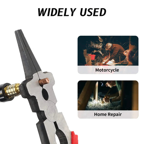 Close-up of Workhorse Eight Inch MIG Welding Pliers With Insulated Handles for Welding and Wire Cutting, Splatter Removal
