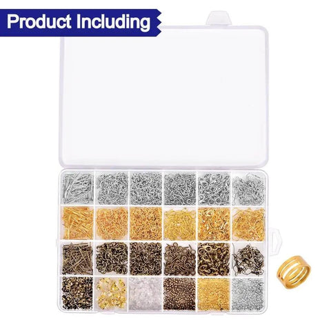 Jewelry Findings Kit With 2880 Pieces Including Open Jump Rings, Lobster Clasps, Crimp Beads, Screw Eye Pins, and more in a case