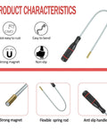 21 Inch Bendable Magnetic Pickup Tool With Ultra Strong Neodymium Magnet Tip For Grabbing Nails, Screws, Bolts And Nuts In Tight Spaces
