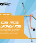 One Eighth Inch Two-Piece Model Rocket Launch Rod For Standard Engines, shown with orange attachment and blue background