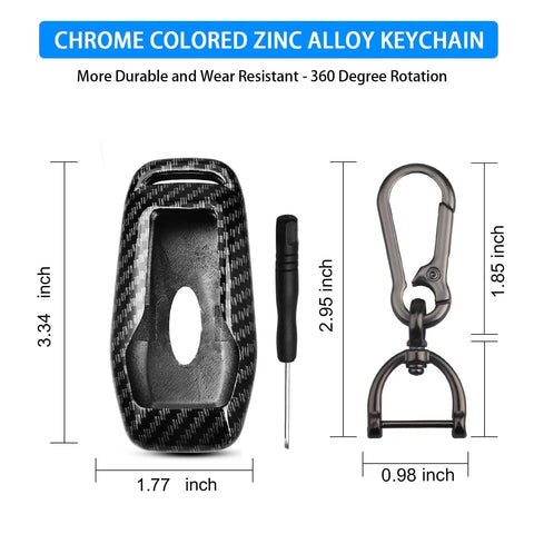 Chrome Colored Zinc Alloy Keychain for Heavy Duty Smart Key Fob Cover For Ford And Lincoln Rides 2013 Through 2017.