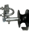 Side view of black Beefy Nylon Track Wheel For Chain Link Gates Fits One Seven Eighth Inch Gate Frame And One Five Eighth Inch Track Pipe