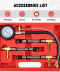 Nilight fuel pressure gauge tester kit with quick-connect hose, 0-100 psi, brass fittings in red carrying case