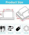 Product size diagram of 100 Pack Adhesive Cable Clips Clear for Cables Up To 5mm with dimensions 16mmx14.5mm, for various cables.