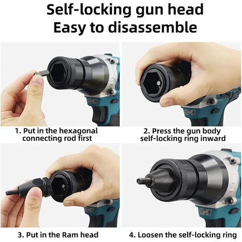 Heavy Duty Cordless Automatic Blind Rivet Nut Tool Kit With Dual Batteries For Easy Assembly And Fastening No Cords Needed To Power Your Projects Without Hassle self-locking gun head