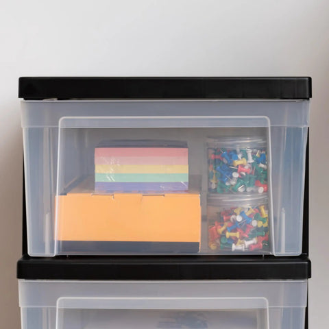 No Sweat Three Drawer Slim Storage Bin Pair For Dorm Or Home Office Tight Squeeze Space Saver With Clear Drawers And Matte Black Frame Usa Built Grab This Game Changing Stacker