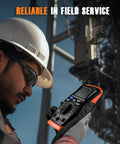 Technician using Digital Multimeter Voltage Tester 2000 Counts for ACDC Voltage, industrial setting