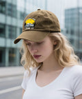 Woman wearing Funny Vintage RV Camping Hat For Men Tow It Style Cap For Outdoor Adventure Great For Truck And Camper Fans