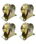Heavy Duty U Groove Gate Casters 2 Inch Steel Gate Wheels Bearing 660 Lbs Per Wheel, rigid track rollers in a 4 pack.