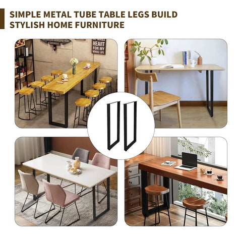40 Inch Bar Height Table Legs Set Of 2 Built To Last Heavy Duty Metal Rectangular Iron Furniture Legs with adjustable feet in stylish home settings