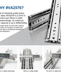 20 Inch Beefy Heavy Duty Drawer Slide Without Lock, 2 Inch Wide, Handles Up To 250 Lb, 3 Fold Full Extension, Ball Bearing Side Mount