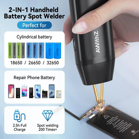 Handheld Spot Welder With 11 Gear Adjustable Auto And Manual Modes For 18650 Battery Packs, Welding Nickel Sheets And Iron