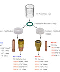 Diagram of No 10 Cup and O Ring Set for WP 17 18 26 and WP 9 20 TIG Welding Torches 30 Piece Kit with labeled components