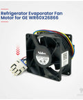 DIY Friendly Evaporator Fan Motor Replacement for GE Refrigerator WR60X26866 with visible wiring and connector