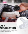 Sturdy Pressurized Coolant Reservoir Tank With Cap Straight Swap For 2012-2018 Ford Focus Escape Cmax And Transit Connect No Fuss Oem Replacement 8V618K218AC, easy installation shown.