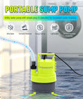 Heavy Boss Level 1HP Submersible Sump Pump, 3700 GPH Water Moving Workhorse, 16.4 Ft Power Cord on a flooded floor.