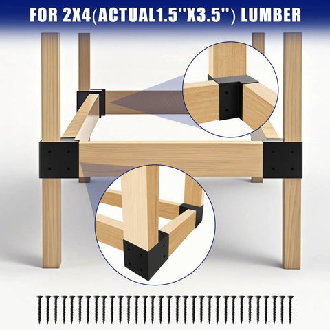 Beefed Up Heavy Duty Steel 2x4 DIY Workbench Kit With 3 Way Right Angle Corner Brackets for Custom Shelving and Sturdy Work Tables