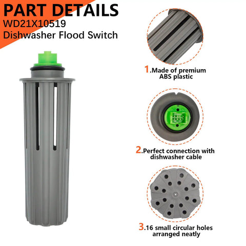 Dishwasher Flood Switch Replacement For GDT GDF Series WD21X10519 WD21X10492 WD21X20204 appliance features and parts.