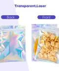 Holographic Packaging Bags 3.1x4.7 Inch Resealable Foil Mylar Pouches Back and Front View
