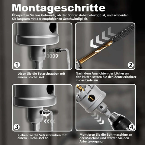 GSTK 14-piece heavy-duty carbide hole saw kit with titanium-plated pilot drills (2 extras) and 2 L-wrenches