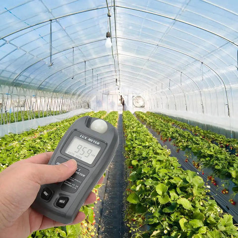 Plant Light Meter For Indoor Outdoor Grow And Photography With LCD Display Lux Illuminance Photometer Dope High Accuracy Readings For Plants Film And LED Grow Lights Easy To Use And Highly Reliable in a greenhouse
