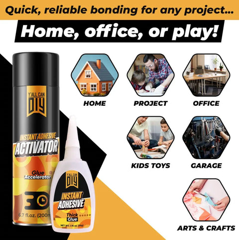 Ultra Strong Instant Glue With Activator Set Pro Grade Two 1.76 Oz And Two 6.76 Fl Oz Activator For Woodworking DIY Repairs image