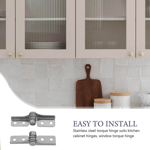 Stainless Steel Torque Hinge Set With Damping For Doors Cabinets And Windows 0.8 Nm, shown with kitchen cabinet installation