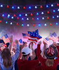 Lit Fourth Of July Decor Red White Blue Stars String Lights 17Ft 50 LED Waterproof Connectable Patriotic Fairy Lights for celebrations