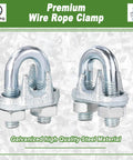 30 Piece One Eighth Inch Galvanized Wire Rope Clamps U Bolt Cable Fasteners For Marine And Outdoor Rigging