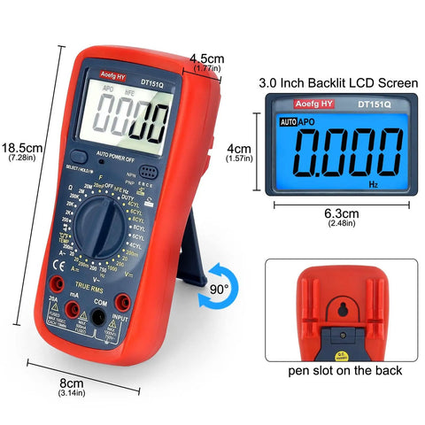 Heavy Duty Automotive Multimeter Featuring True Rms Accuracy And Cat Iii 600V Safety for AC DC voltage testing with LCD screen.