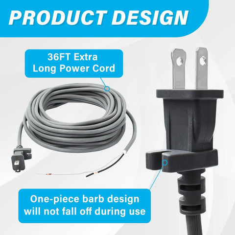 36Ft Replacement Vacuum Extension Cord For Navigator Lift Away Pro And Rotator Upright Vacuums, coiled with plug view
