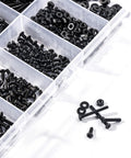 Eight Sizes M2 Pan Head Phillips Machine Screws Set 4mm To 20mm Black Carbon Steel Fasteners Kit With 150 M2 Nuts And 150 Washers