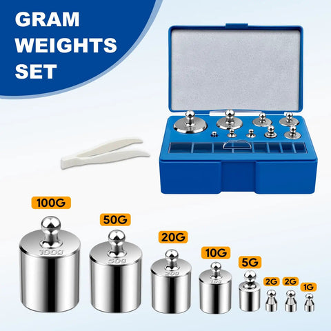 Calibration Weights For Digital Scale Pro Grade Scale Weights Set For Laboratory Home Kitchen And Industrial Use Precise Mass Standards For Accurate Readings, 1g-100g in blue case