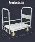 Heavy Duty Steel Platform Hand Truck With 1200 Lbs Capacity Detachable Handle Flatbed Dolly Cart 6 Inch Silent Wheels 2 Swivel 2 Fixed Casters Industrial Warehouse Trolley For Garage Factory And Shop Use 90cm By 60cm, 90x60cm platform