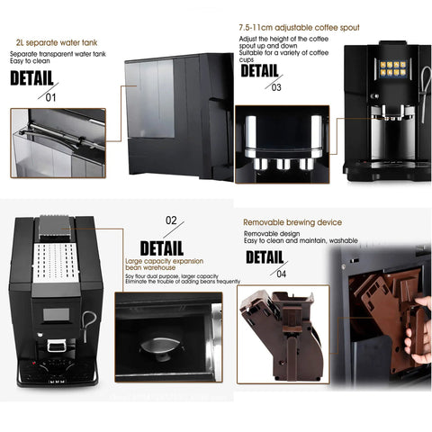 Smooth Operator Electric Espresso Machine With Creamy Milk Frother And Custom Grind Settings Smart Touch Screen Control features 2L water tank.