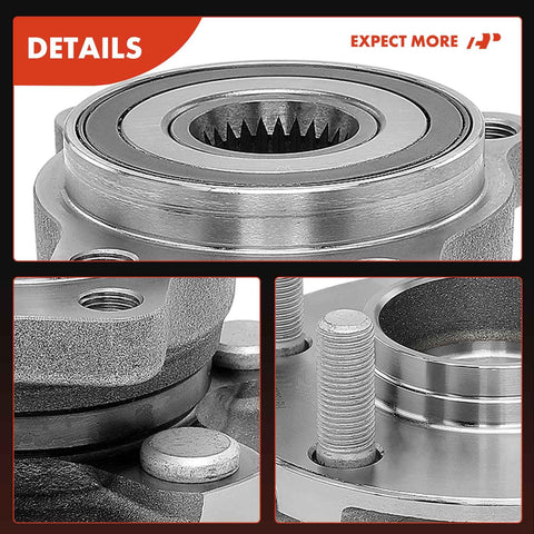 Close-up views of the Front Wheel Bearing And Hub Assembly For Subaru Outback And Legacy 2005 2014 Without ABS 5 Lug Compatible Front Hub
