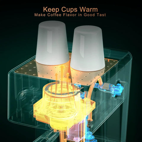 Kickstart Your Morning Hustle With This Sick Espresso Machine showing cup warming feature and internal components.
