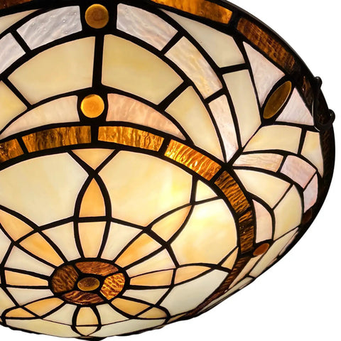 Tiffany Style Ceiling Light With Stained Glass Vibe 2 Light 12 Inch Flush Mount For Bedroom Dining Living Room Hallway Entryway Foyer Elegant Home Decor Glow
