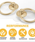Champagne Gold Drop Ring Drawer Pulls Set Of 12 For Cabinets And Dressers with satisfaction guarantee, screws included, easy installation, durability