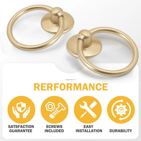 Champagne Gold Drop Ring Drawer Pulls Set Of 12 For Cabinets And Dressers with satisfaction guarantee, screws included, easy installation, durability