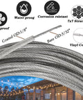 One Eighth Inch Wire Rope Kit 100 Feet With 7x7 Core Vinyl Coated Stainless Steel Cable And Turnbuckles Heavy Duty Setup